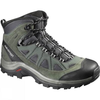 Botas Salomon Authentic Leather GTX Hombre Verde / Gris Oscuro - Chile BOU814630